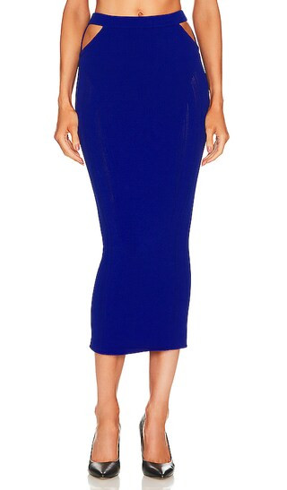 Sheer Stripe Knit Skirt in Electric Blue | Revolve Clothing (Global)