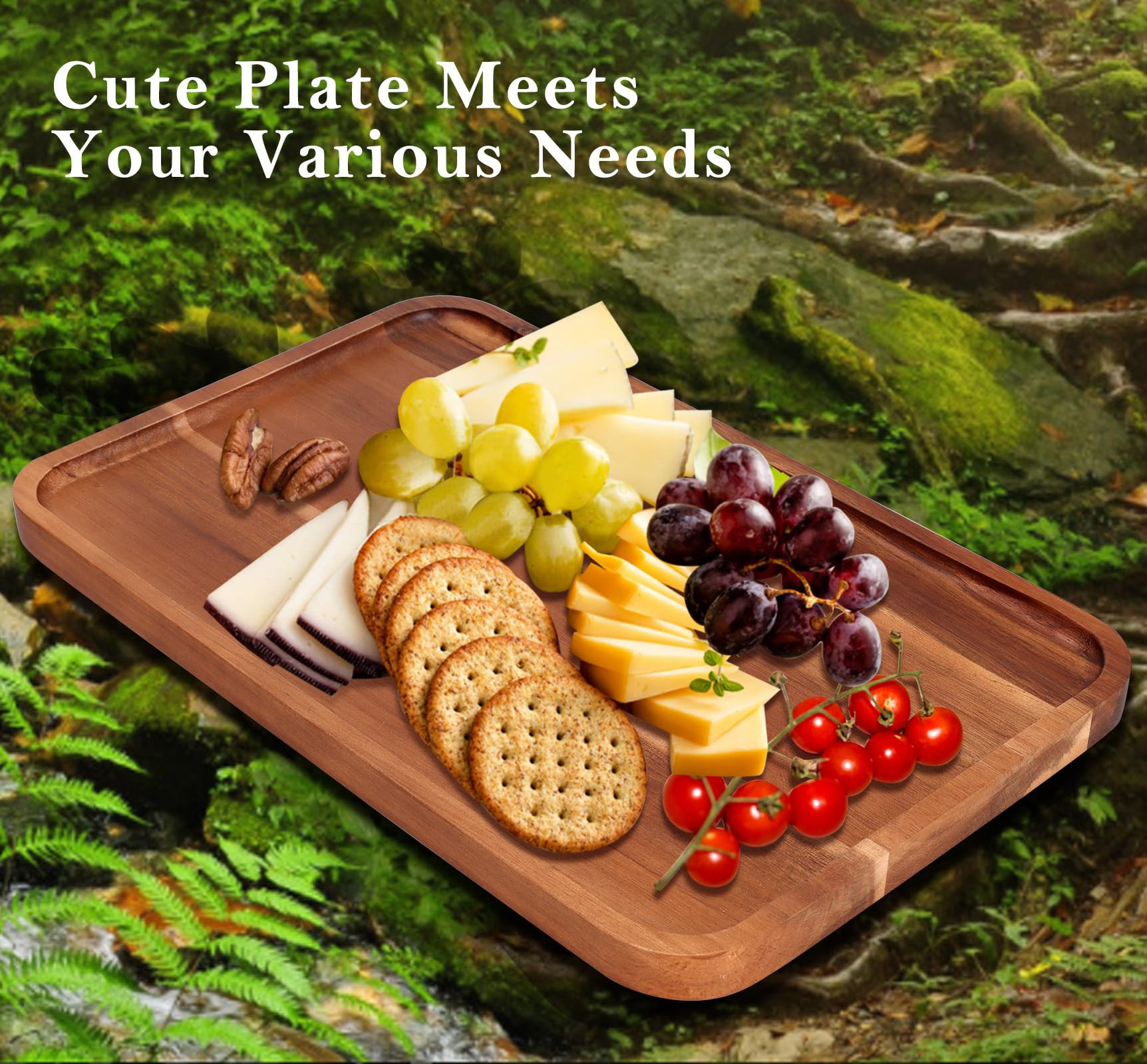 Large Wooden Serving Trays Long Party Charcuterie Boards Acacia Wood Platters Serving Cheese Boar... | Amazon (US)