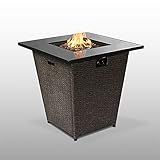 Teamson Home Outdoor 30" Propane Gas Fire Pit Table with Tempered Glass Top, Decorative Rattan Base  | Amazon (US)