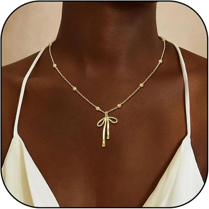 Bow Necklace Gold Necklace for Women Bow Jewelry Gifts for Women Bowknot Choker Pendant Necklace ... | Amazon (US)