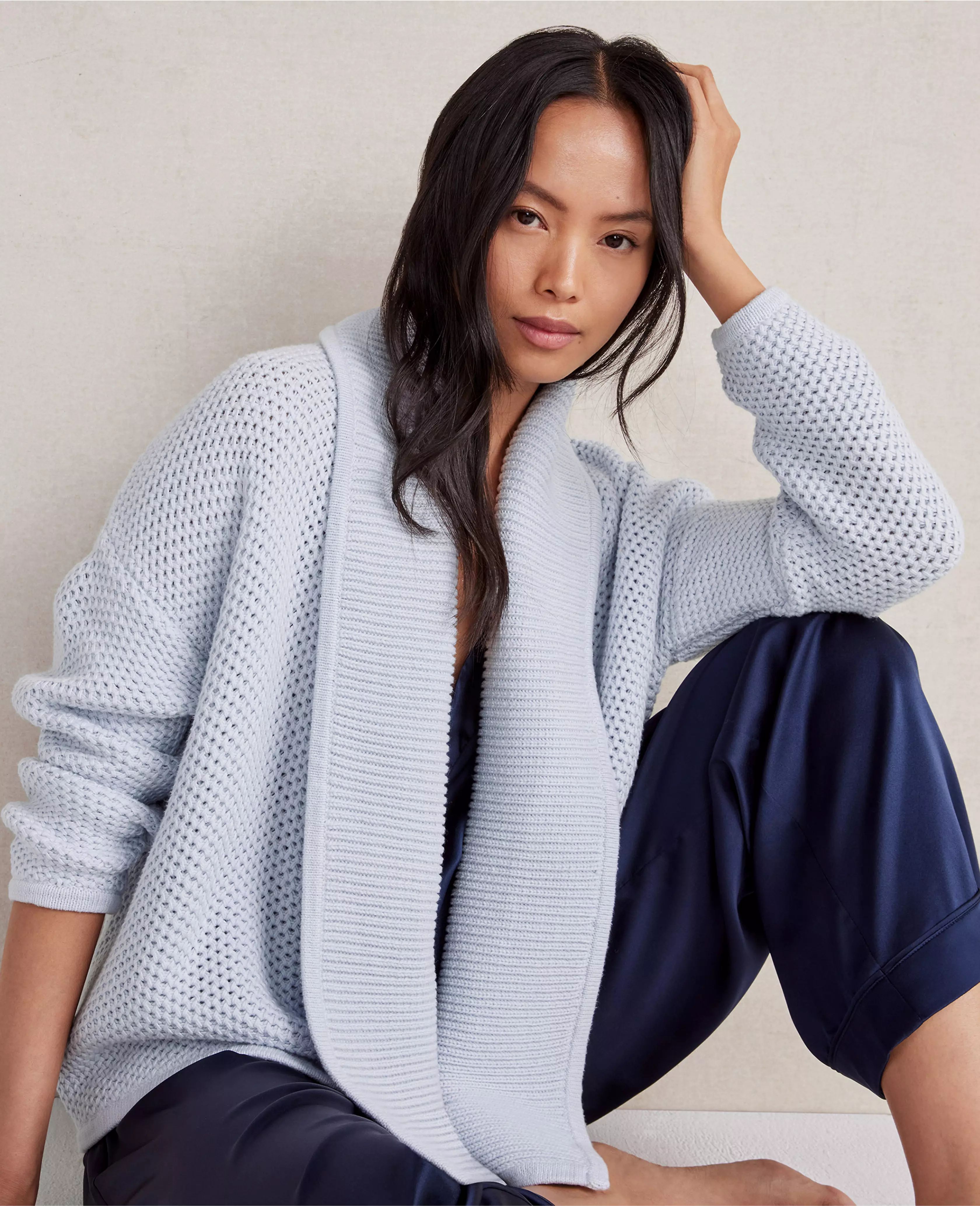 Haven Well Within Organic Cotton Honeycomb Shawl Cardigan | Ann Taylor (US)