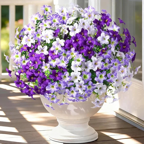Yastouay 12 Bundles Artificial Petunias Flowers for Outdoors,UV Resistant Fake Flowers for Plante... | Walmart (US)