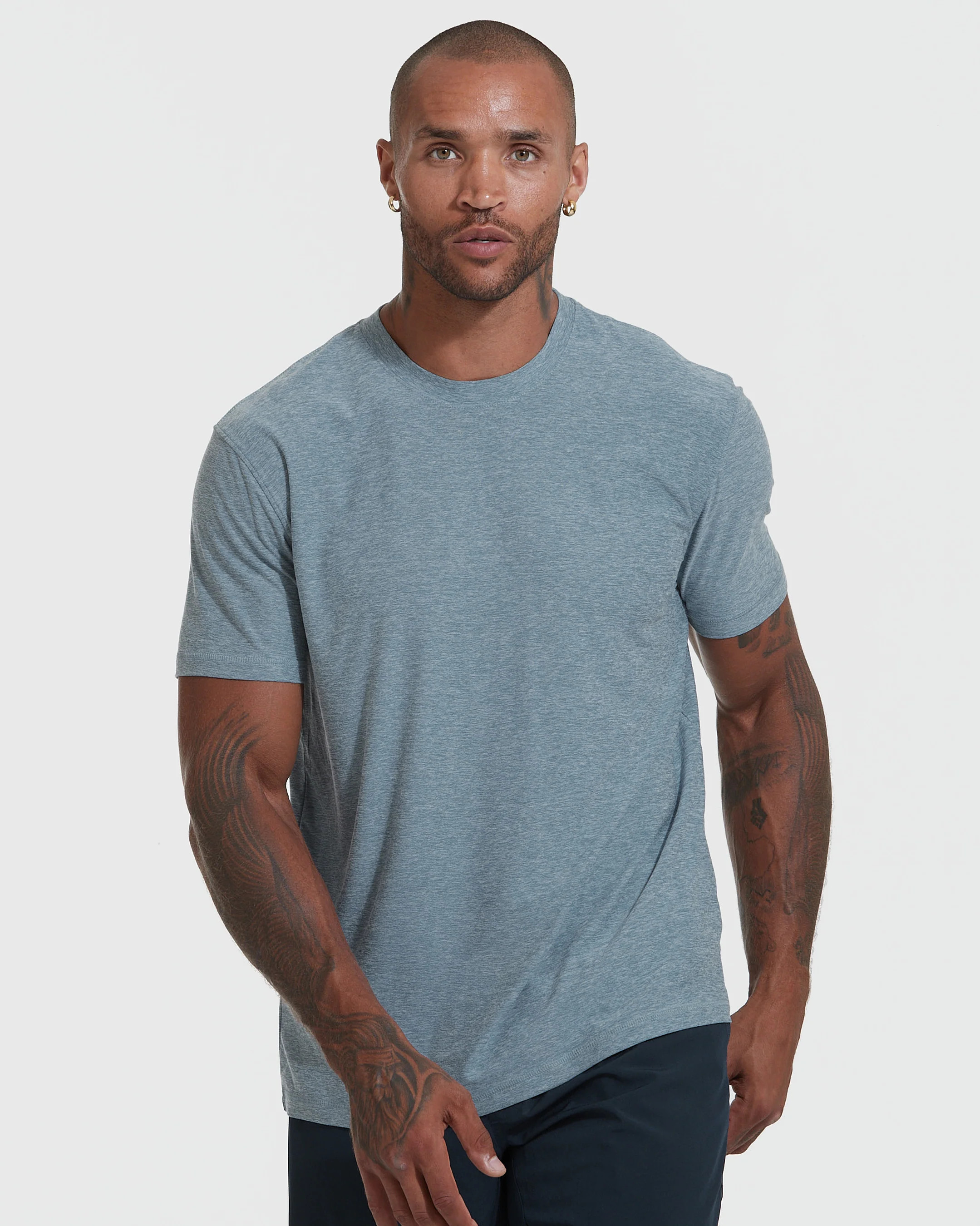 Heather Indigo Active Short Sleeve Crew Neck Tee | True Classic