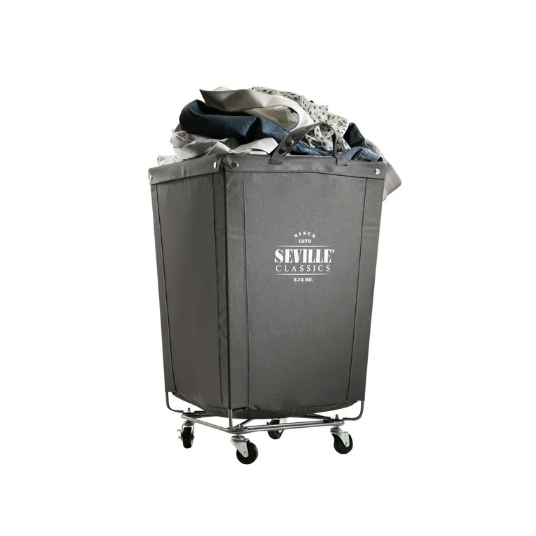 Seville Classics Commercial Heavy-Duty Canvas Laundry Hamper with Wheels, Gray | Walmart (US)