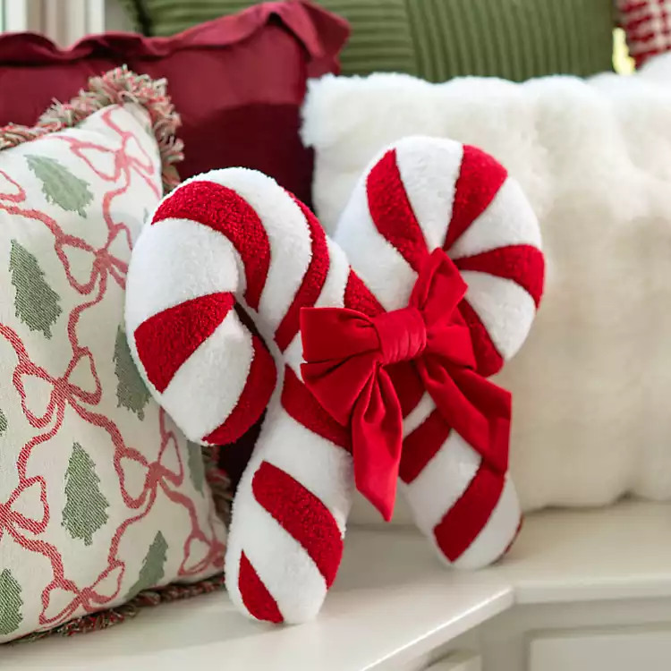 New! Double Candy Cane Shaped Boucle Pillow | Kirklands