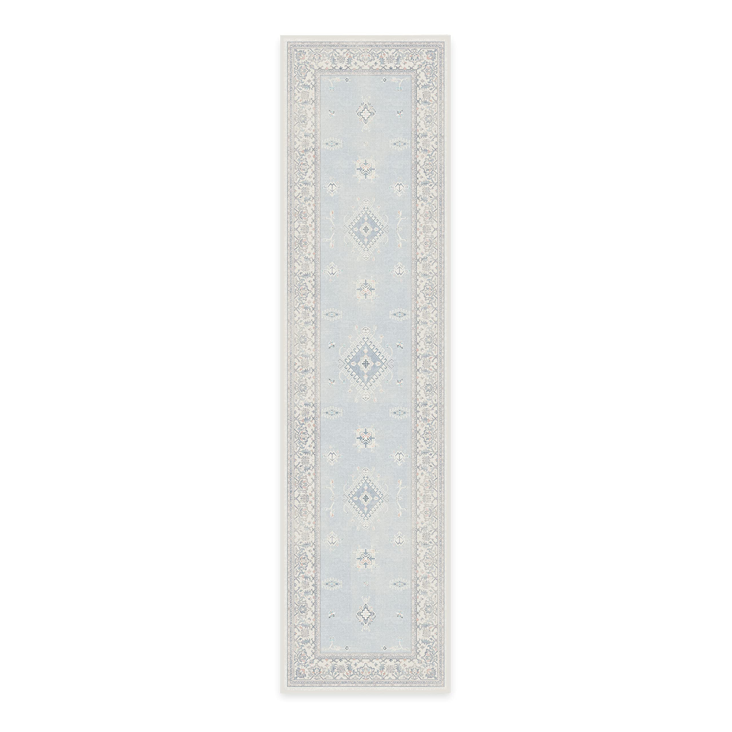 RUGGABLE Washable Vintage Runner Rug – Verena Soft Blue 2.5x10, Stain-Resistant, Non-Slip Hallw... | Amazon (US)