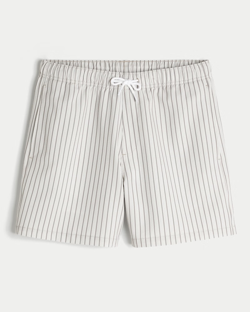 Men's Mid-Thigh Seersucker Volley Swim Trunks from Hollister | Hollister (US)