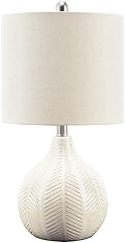 Signature Design by Ashley Rainermen 20" Modern Herringbone Ceramic Table Lamp, Off White | Amazon (US)