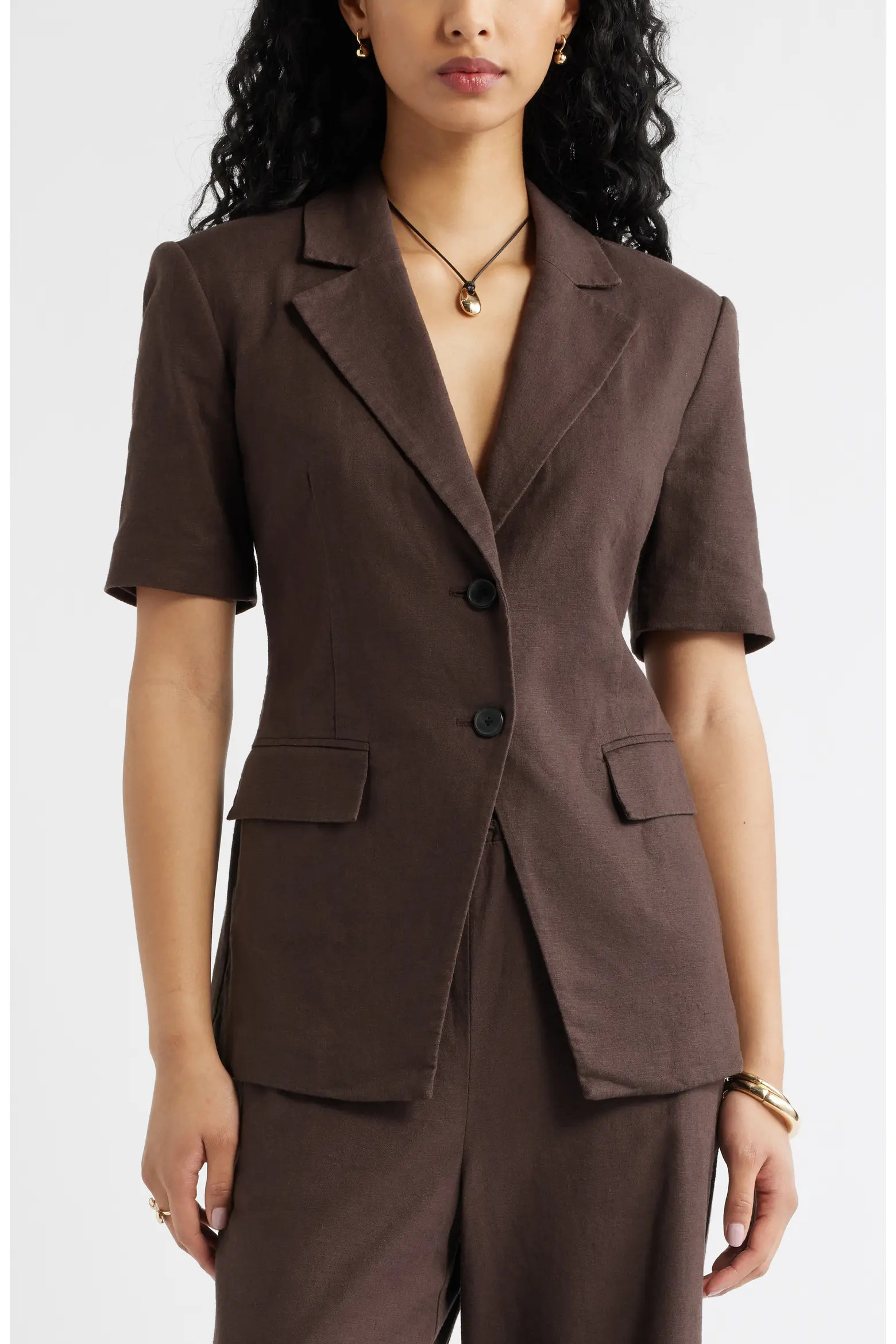 Short Sleeve Linen Blend Blazer (Women) | Nordstrom | Nordstrom