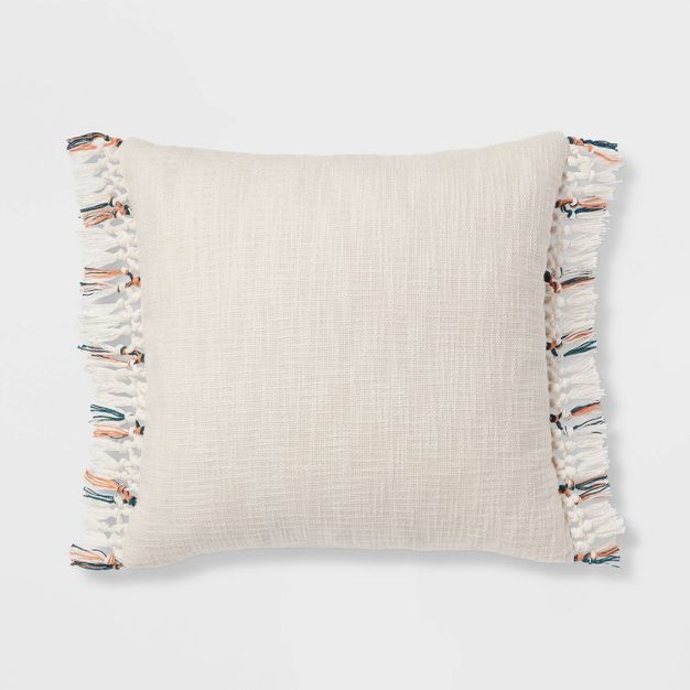 Square Slub Texture Fringe Decorative Throw Pillow - Threshold™ | Target