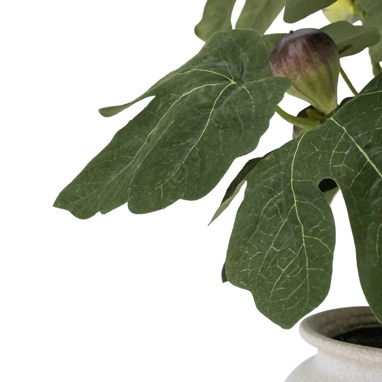 Better Homes & Gardens Artificial Fig Leaf in Tan Ceramic Vase, 13" | Walmart (US)