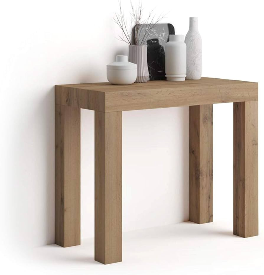 Mobili Fiver, Extendable Console Table, First, Rustic Wood, Laminate-Finished/Aluminium, Made in ... | Amazon (US)