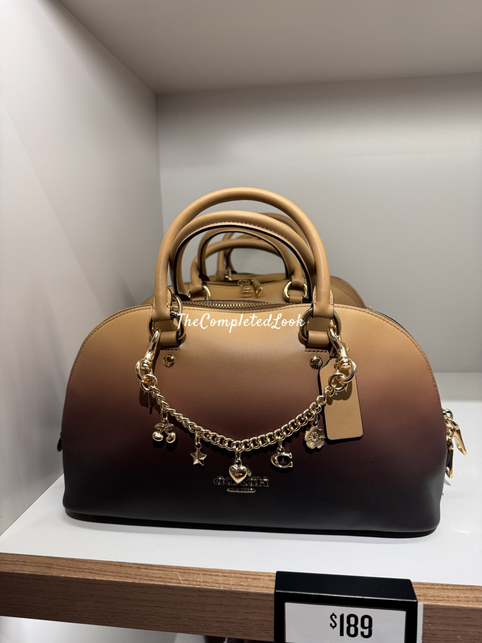 This Lara satchel is stunning! And I love the bag charm too! #coachbag #coachoutlet 