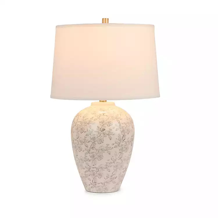 New! White Painted Flowers Ceramic Table Lamp | Kirklands