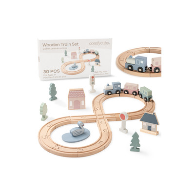 Comfy Cubs 30-Piece Wooden Train Set for Toddlers Ages 1+ in 30 Pc Set at Nordstrom | Nordstrom