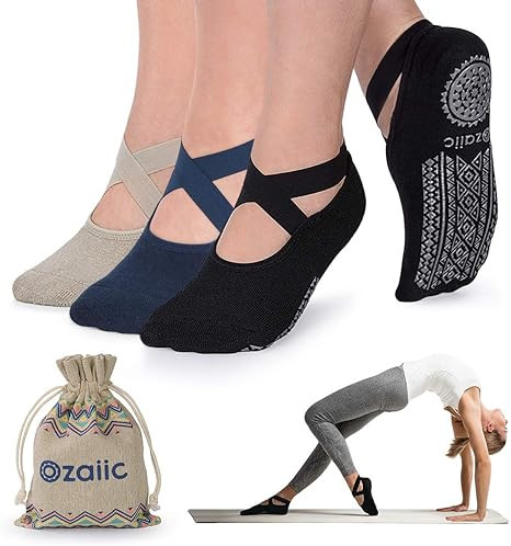 Ozaiic Yoga Socks for Women Non-Slip Grips & Straps, Ideal for Pilates, Pure Barre, Ballet, Dance... | Amazon (US)