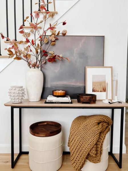 Fall Console Table Styling | Fall Decor Target Hearth & Home Magnolia Threshold Studio McGee | Realistic Faux Leaf Branches 


#LTKSeasonal #LTKhome