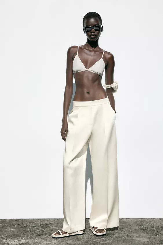WIDE-LEG SATIN TROUSERS | Zara UK