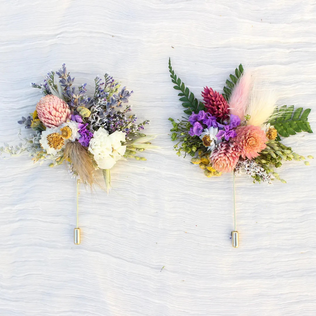 Dried Flower Brooch: Bohemian Groom and Groomsmen Boutonniere - Etsy | Etsy (Global)