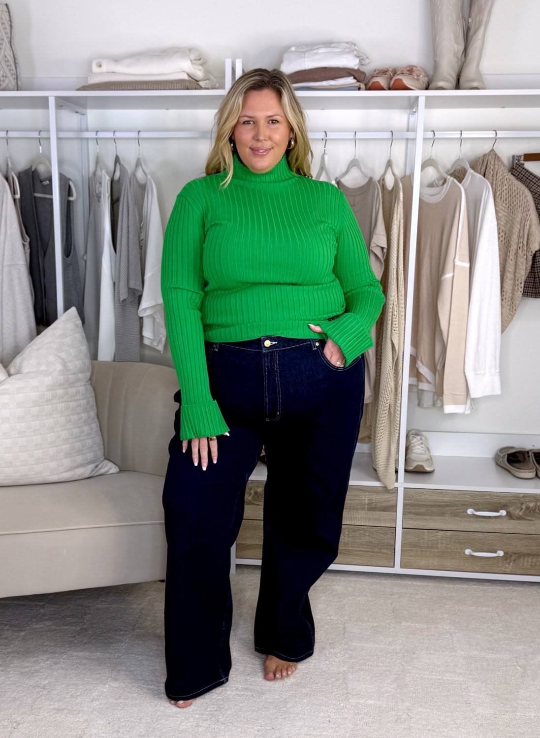 NYM Walmart haul! First dress is a 2X but runs generous. The first jeans are a 20 and don’t fit and the second pair are a 18 and don’t fit. The green dress is a 2X. The denim dress is a 2X and runs generous. Skirt is a 2X and white button up is a 2X. Striped sweater is an XL and is fitted. Green jacket is a 2X and runs generous. The green sweater is a 2X. Red blouse is a 2X. Plus size, outfit inspo, fall fashion, apron belly