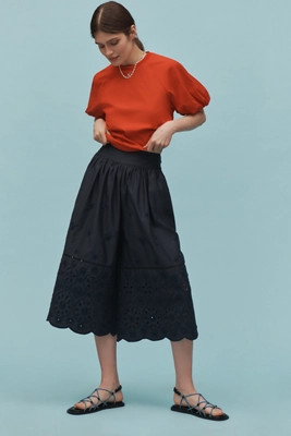 Maeve Embroidered Skirty Culottes | Anthropologie (US)