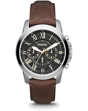 Fossil Grant Men's Watch with Chronograph Display and Genuine Leather or Stainless Steel Band | Amazon (US)