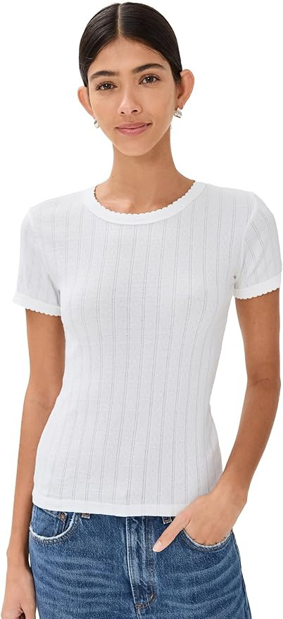 Leset Women's Pointelle Short Sleeve Tee | Amazon (US)