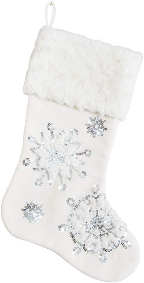 Comfy Hour Let It Snow Collection 18"x11" Silvery Snowflakes Stocking Christmas Decoration, Polye... | Amazon (US)