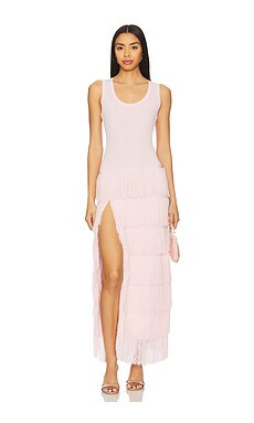 AKNVAS Donzetta Knit Fringe Dress in Rose Quartz from Revolve.com | Revolve Clothing (Global)