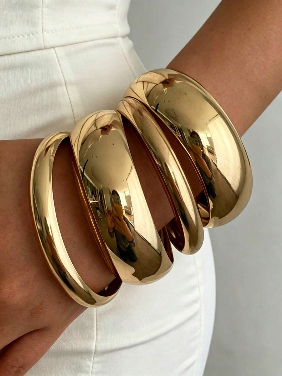 4pcs Vintage Punk Style Bangle Bracelets, Suitable For Women, Eternal Beauty Jewelry Gift Set, No... | SHEIN