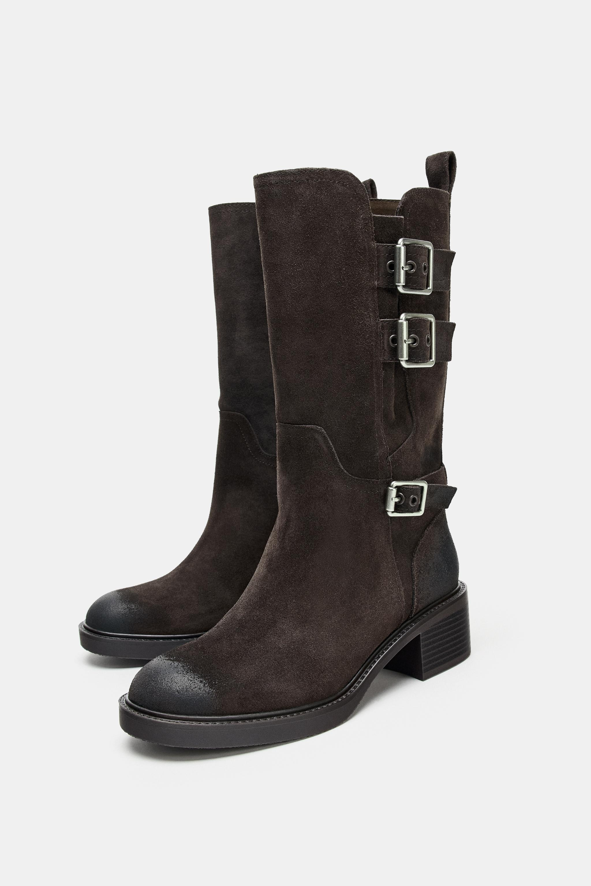 BUCKLED SPLIT LEATHER ANKLE BOOTS$ 169.00Brown | 2156/610/700Add to cartAddSplit leather ankle bo... | Zara US