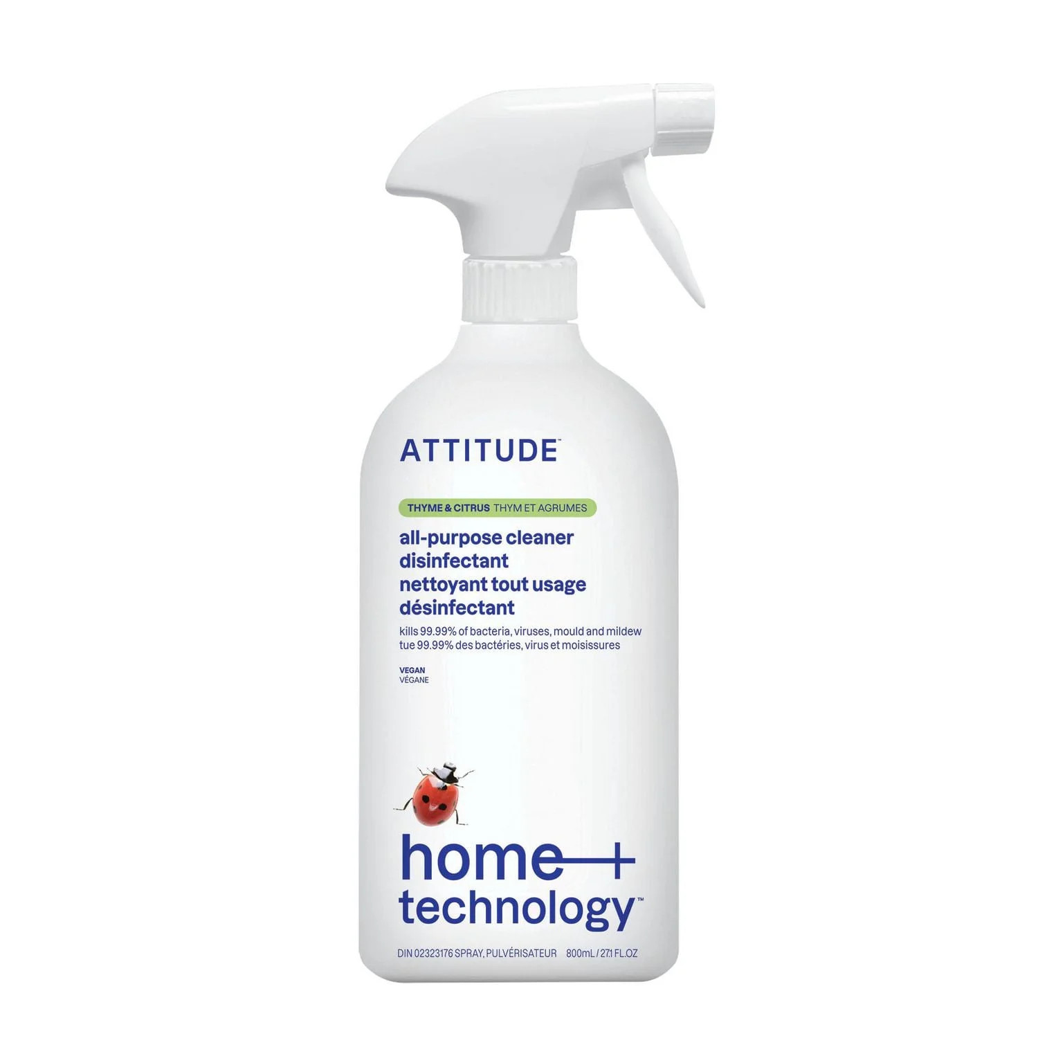ATTITUDE home+ technology,  All Purpose Cleaner Disinfectant 99.99%, Thyme & Citrus, 800 mL | Walmart (CA)