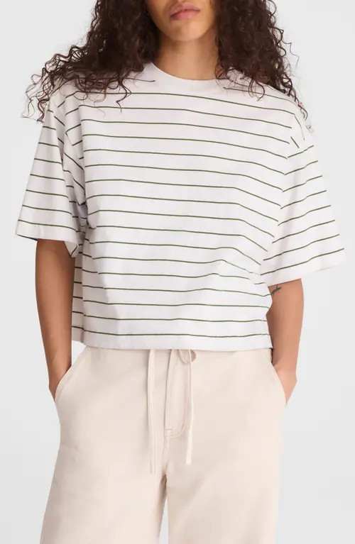 Madewell The Boxy Crop Jersey T-Shirt in French Stripe Knits at Nordstrom, Size X-Large | Nordstrom
