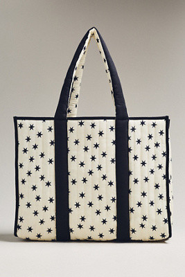 Maeve Two-Tone Patterned Puffy Tote Bag | Anthropologie (US)