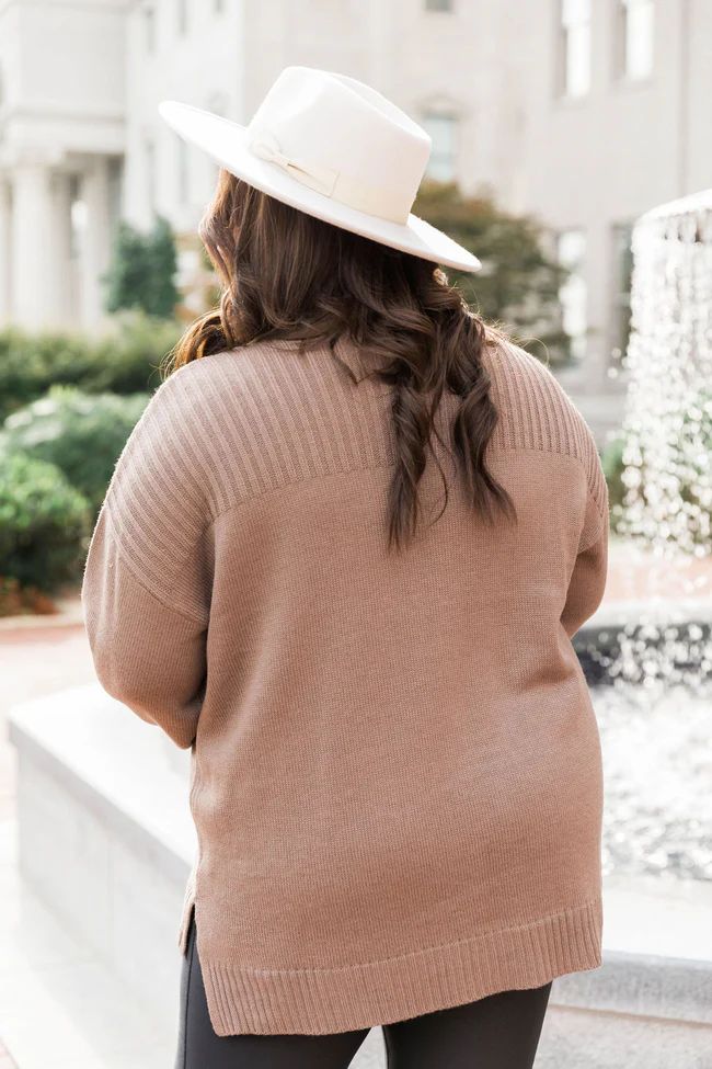 Good for You Brown Ribbed Turtleneck Sweater FINAL SALE | The Pink Lily Boutique
