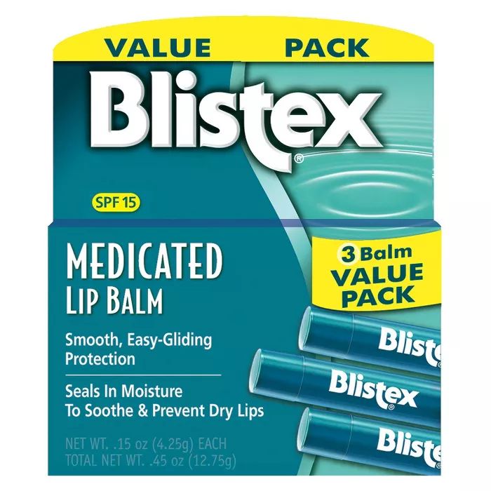 Blistex Medicated SPF 15 Lip Balm - 3ct | Target