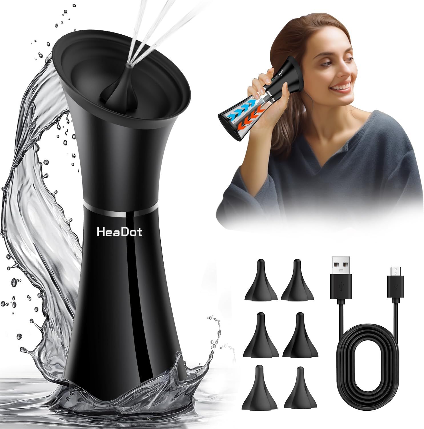 Electric Ear Wax Removal System, Water Powered Ear Cleaning Tool with Irrigation Flusher, 6 Tips,... | Amazon (US)