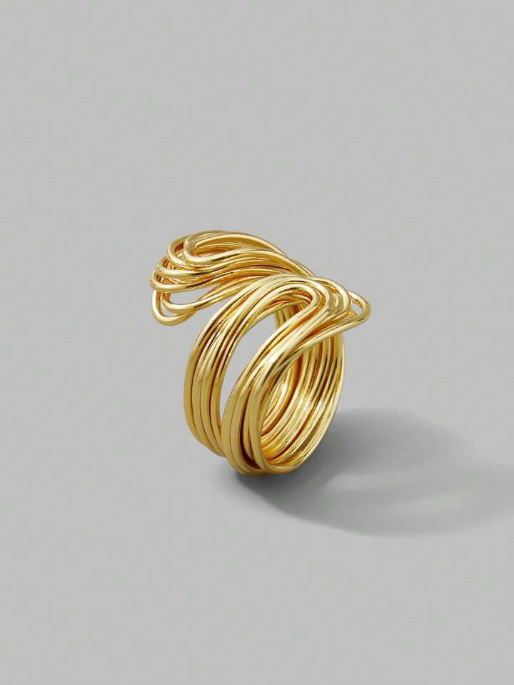 Ontre Anel Minimalista Revestido A Fio Banhado A Ouro 18k | SHEIN