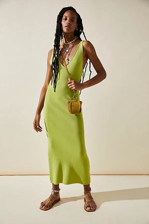 Daniela Sweater Midi Dress by FP Beach at Free People, Citron Silk, XS | Free People (Global - UK&FR Excluded)