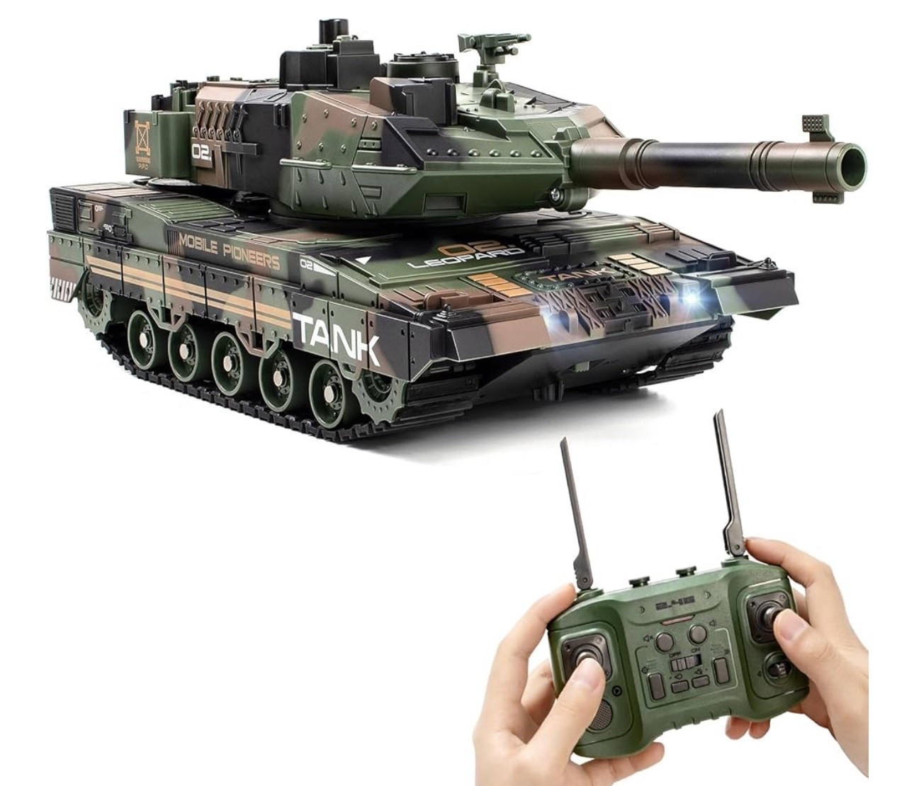1/24 RC Tank That Shoot BBS for Kids -2.4Ghz Remote Control Army Tank with 360° Rotating Turret, Auto Demo, Sound & Light & Smoke, Military Vehicles Model Gift for Boys 6-8

#LTKKids