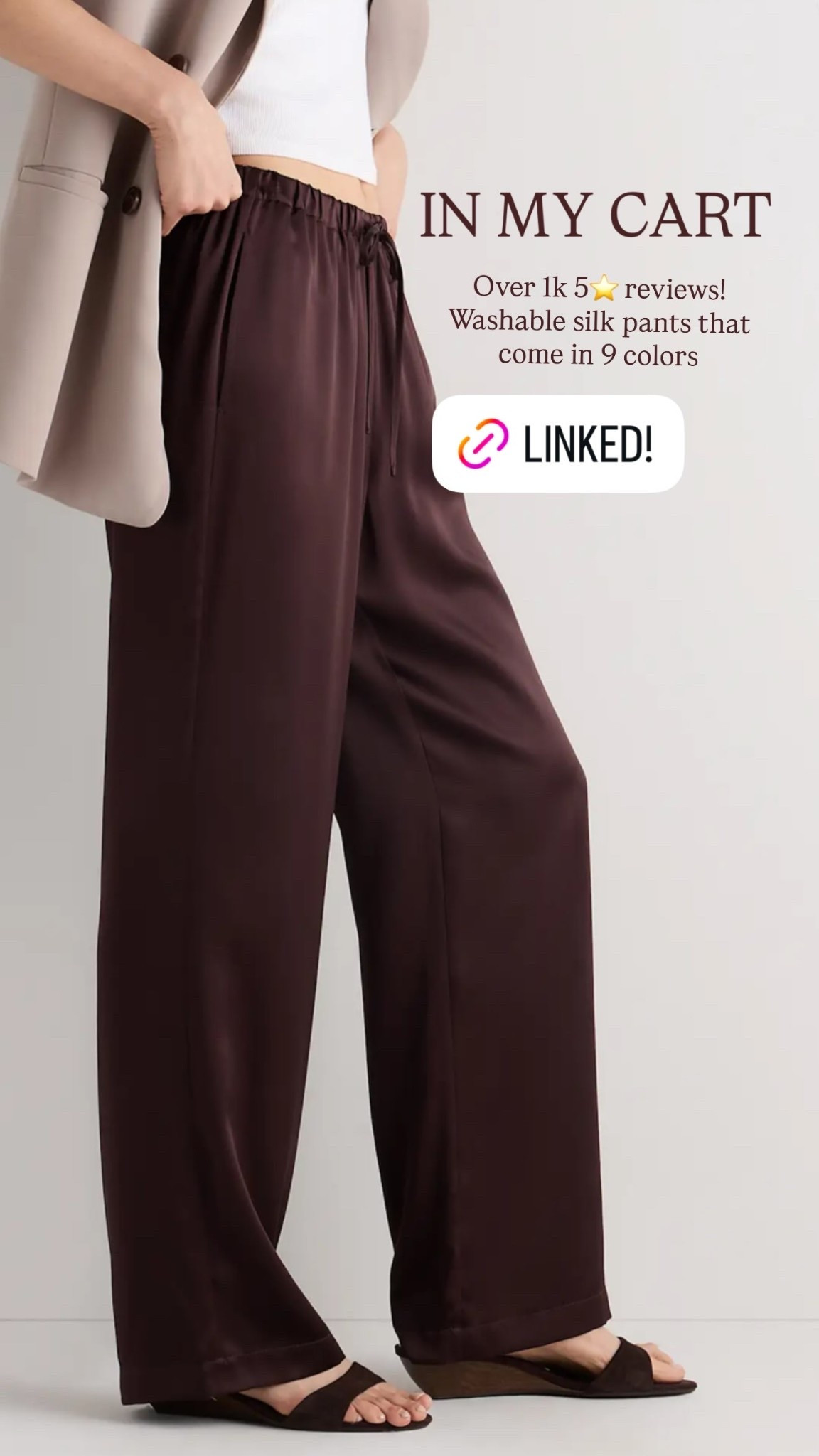 IN MY CART 
Over 1k 5⭐️ reviews! Washable silk pants that come in 9 colors @onequince

#LTKootd #LTKSeasonal #LTKBump