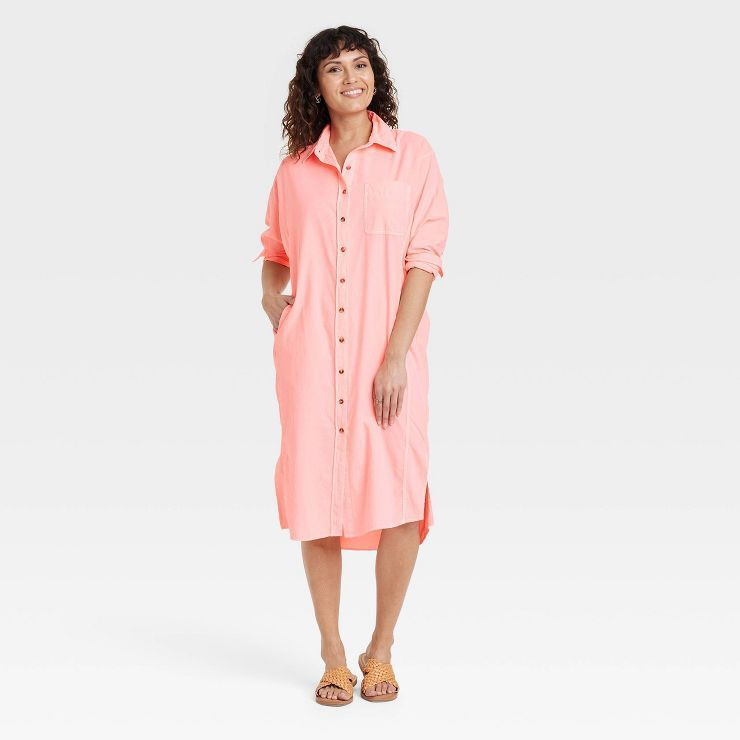 Women's Long Sleeve Button-Down Midi Shirtdress - Universal Thread™ | Target