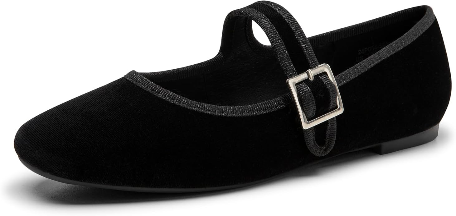 Trary Women's Ballet Flats,Square Toe Velvet Mary Jane Shoes Women,Comfortable Dress Shoes for Wo... | Amazon (US)