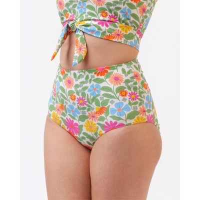 Lime Ricki Women's Breezy Floral/ Flower Check Reversible Ultra High-Waist Bottom L | Target