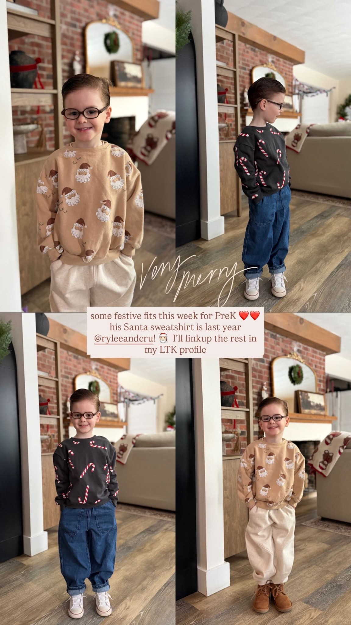 some festive fits this week for PreK ❤️❤️ his Santa sweatshirt is last year @ryleeandcru! 🎅🏻 I’ll linkup the rest in my LTK profile