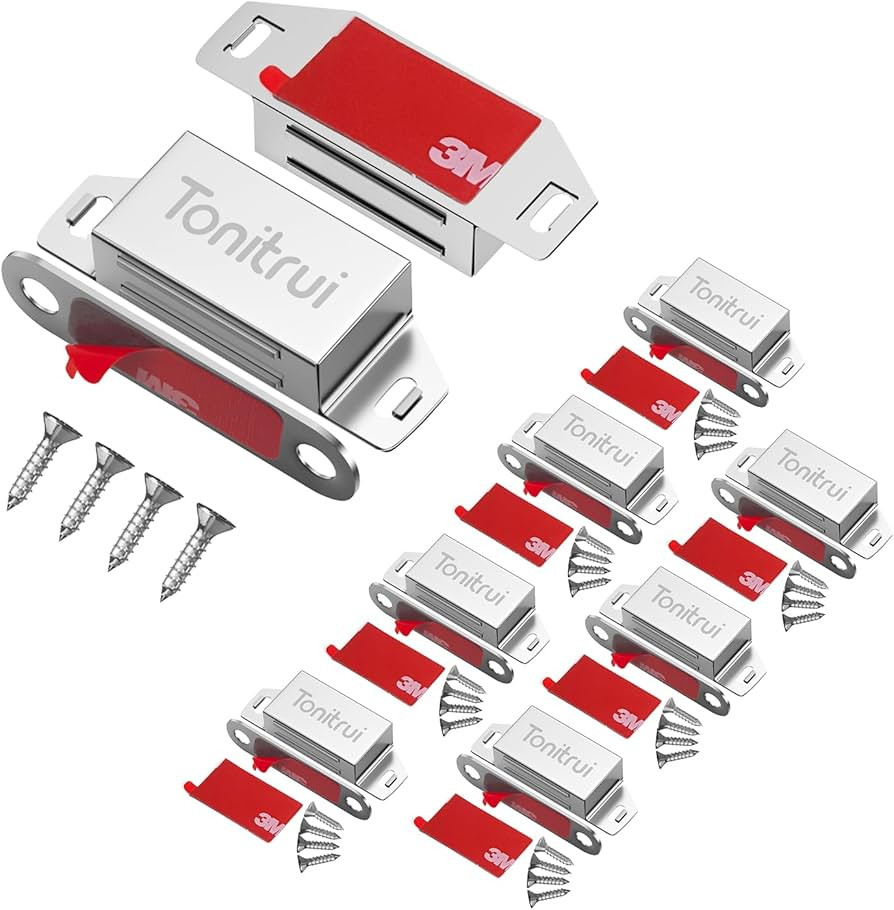 Cabinet Door Magnet, Flat Bottom Cabinet Magnetic Catch with Adhesive, 35lb Magnetic Cabinet Door... | Amazon (US)