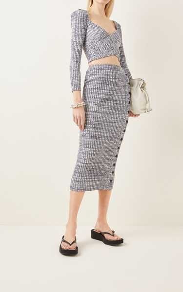 Melange Ribbed-Knit Midi Skirt | Moda Operandi (Global)