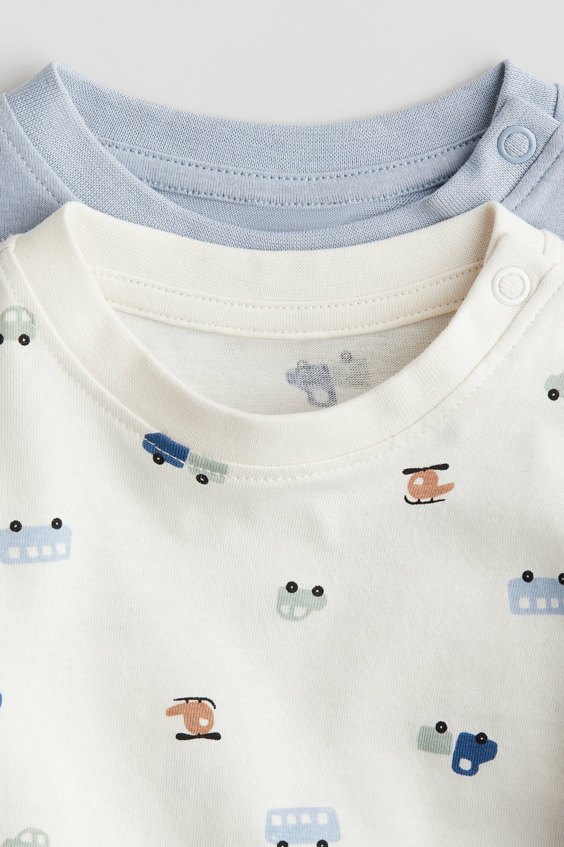 2-pack Long-sleeved Jersey Shirts - Light blue/vehicles - Kids | H&M US | H&M (US + CA)