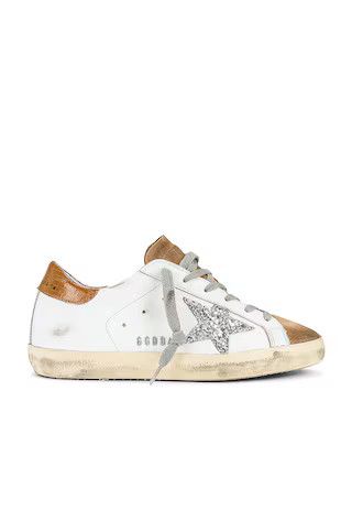 Golden Goose Superstar Sneaker in White, Tobacco, Silver, & Taupe from Revolve.com | Revolve Clothing (Global)