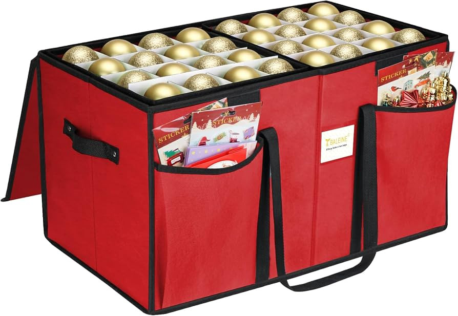 BALEINE Christmas Ornament Storage Box with Dividers, Premium Holiday Ornaments Storage Container... | Amazon (US)